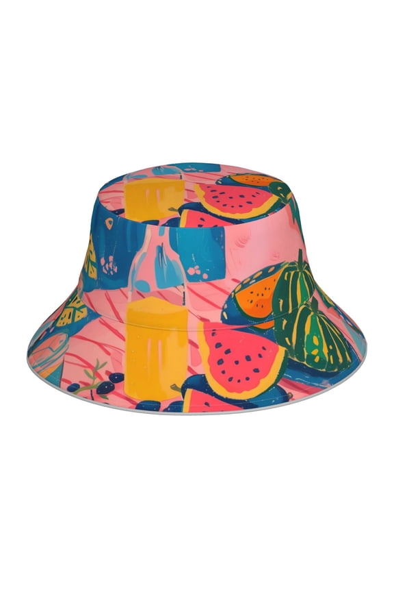 Colorful Summer Fruit Table Print Men and Women Night Reflective Hat Runner Cap Visor Bucket Hat Boonie Cap