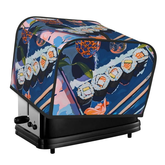 Xecao Colorful Sushi Food Art Print 4 Slice Toaster Cover with Pockets, Small Appliance Cover, Dust and Fingerprint Protection, Machine Washable