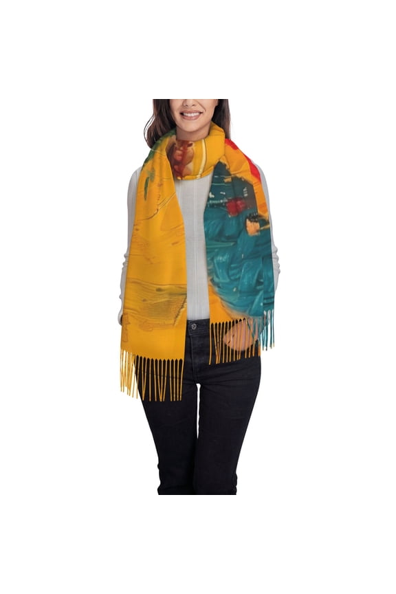 Colorful Sweaters And Strings Pattern Womens Winter Scarf Fall Scarf Oversized Large Scarf for Women Warm Shawl Wrap
