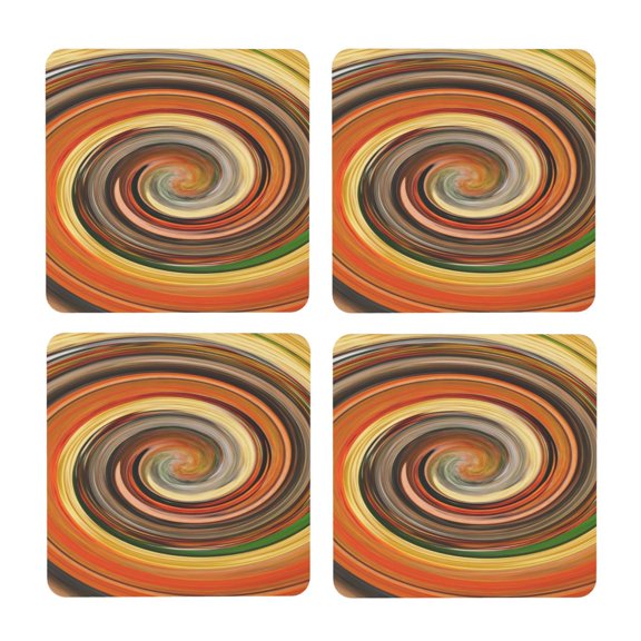 Xecao Colorful Swirl for MDF Cork Coaster 4 Pcs,Drink Coasters,Suit for House Warming Gifts New Home ,Coffee Table Decor-Square