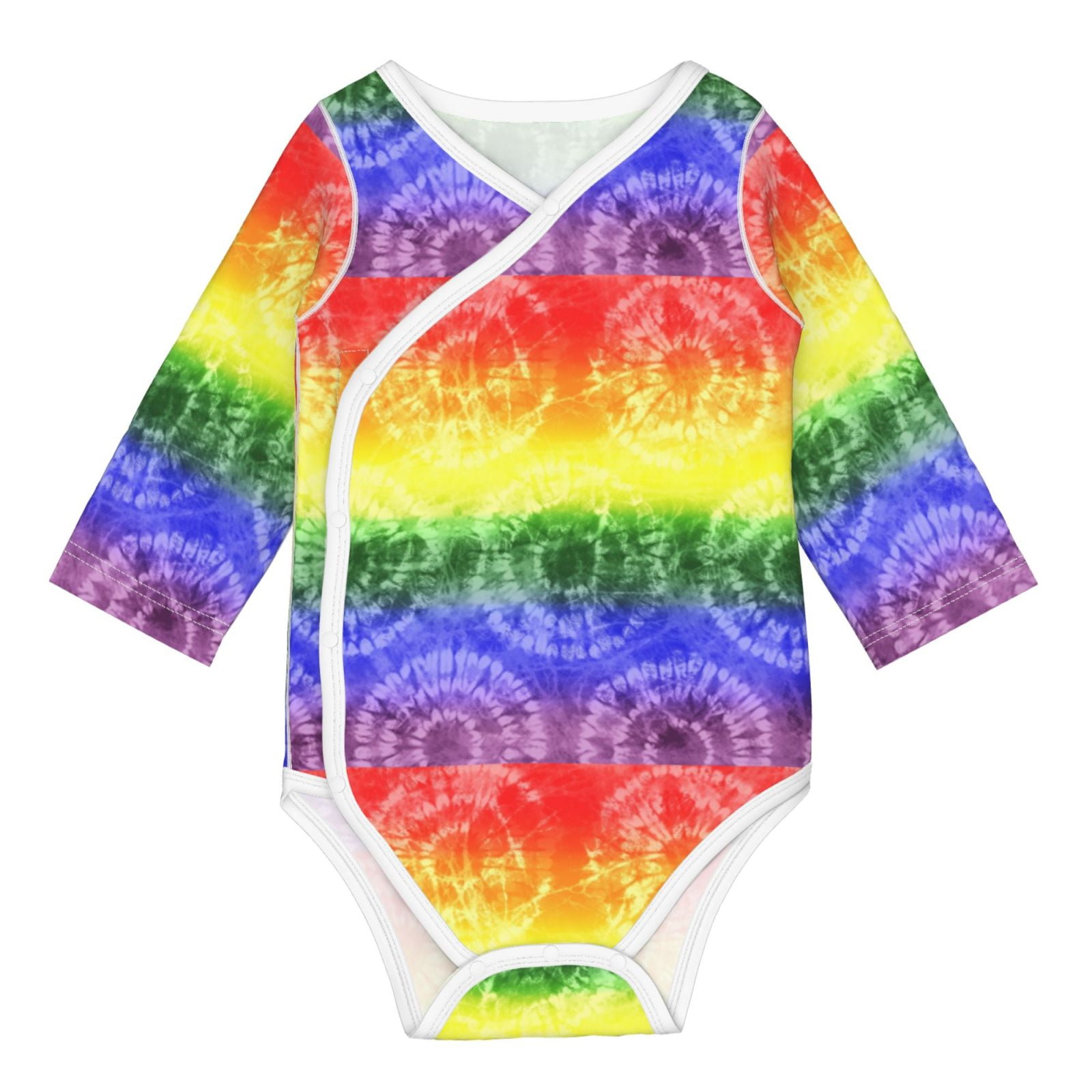 Xecao Colorful Tie Dye Print Baby unisex-baby Cotton Long-sleeve Bodysuits-6 Months
