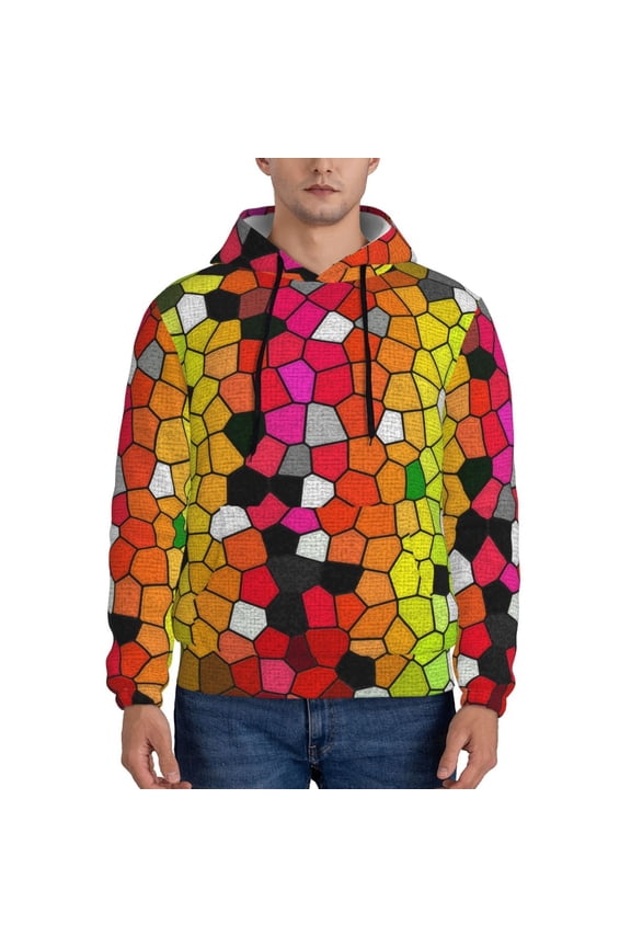 Colorful Tie Dye Stained Glass 1 Pattern Men's Adult Pullover Hoodie,Hooded Sweatshirt-3X-Large