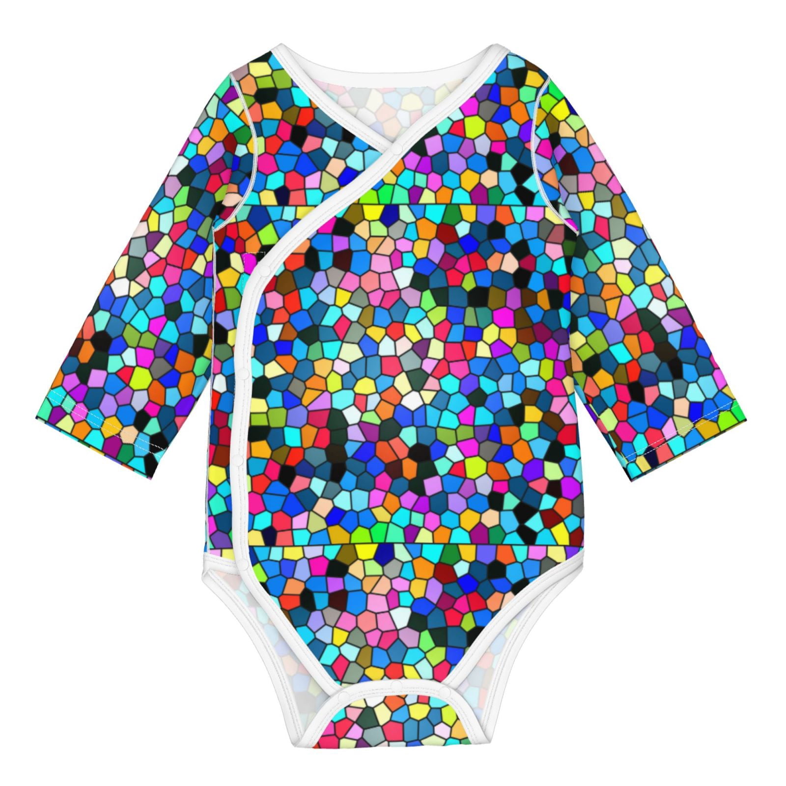 Xecao Colorful Tie Dye Stained Glass 2 Print Baby unisex-baby Cotton Long-sleeve Bodysuits-6 Months