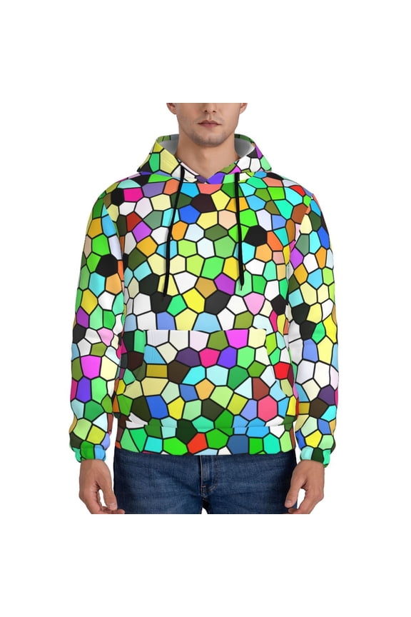 Colorful Tie Dye Stained Glass Pattern Men's Adult Pullover Hoodie,Hooded Sweatshirt-Medium