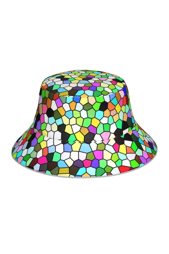 Colorful Tie Dye Stained Glass Print Men and Women Night Reflective Hat Runner Cap Visor Bucket Hat Boonie Cap