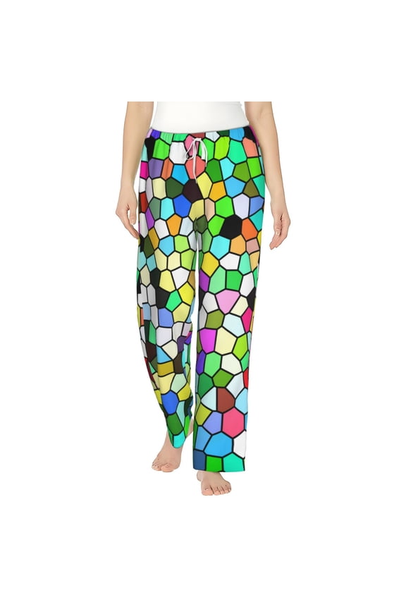 Colorful Tie Dye Stained Glass Women's Straight Lounge Pajama Pants: The Epitome of Relaxed Sleepwear