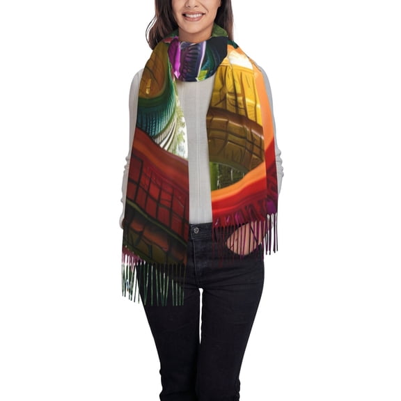 Xecao Colorful Tire Tunnel Park Pattern Womens Winter Scarf Fall Scarf Oversized Large Scarf for Women Warm Shawl Wrap