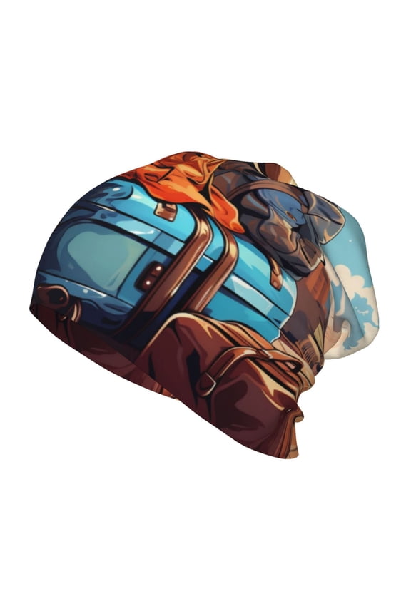 Colorful Travel Luggage Gear Print Beanie Hat Toddler Girls Boys, Baby Hats Winter Warm Knitted Thermal, Kids Winter Caps