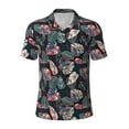 thumbnail image 1 of Xecao Colorful Tropical Leaves for Mens' Casual Short Sleeve Button-Down Polo Shirts for a Classic Golf Look, 1 of 9