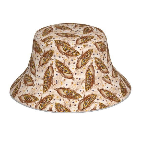 Xecao Colorful Vintage Corn Print Men and Women Night Reflective Hat Runner Cap Visor Bucket Hat Boonie Cap