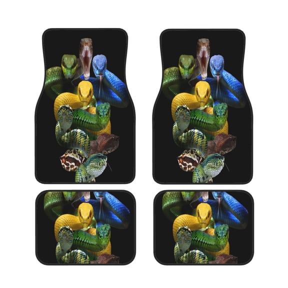 Xecao Colorful Viper Snake Print Car Foot Mat Set of 4 Pieces Neoprene All-Weather Dust-Proof Stain-resistantCar Interior Decorative mats Non-Slip Mats