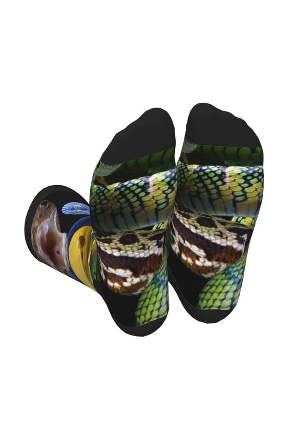 Colorful Viper Snake Print Crew Socks for Men and Women, Men's Soft Moisture-wicking Sock