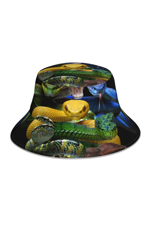 Colorful Viper Snake Print Men and Women Night Reflective Hat Runner Cap Visor Bucket Hat Boonie Cap