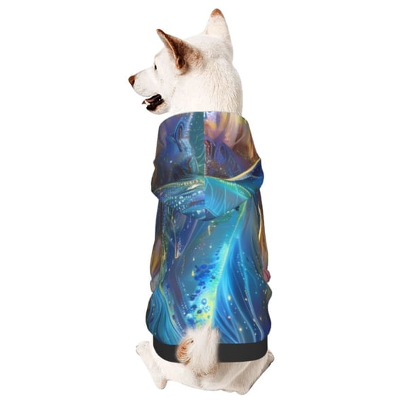 Xecao Colorful Winged Dolphin Pattern Sweatshirts Winter Pet Dog Hoodie Puppy Coat Dog Sweaters Dog Clothes with Hat Dog Clothes Costume Outfit,Small Pets Wear-Large