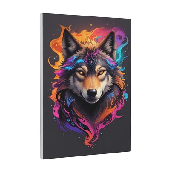 Xecao Colorful Wolf Head for Ready-to-Hang Canvas Art 12x16 Inches - Waterproof HD Print Solid Wood Frame for Gifting,Vertical
