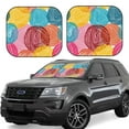 thumbnail image 1 of Xecao Colorful Wool Balls for Foldable Car Sun Shades (2-Pack) offer sun protection with an easy-fold design for convenient windshield shading., 1 of 7