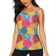 thumbnail image 1 of Xecao Colorful Wool Balls print women's scoop neck, loose-fit workout tank tops for the gym., 1 of 9