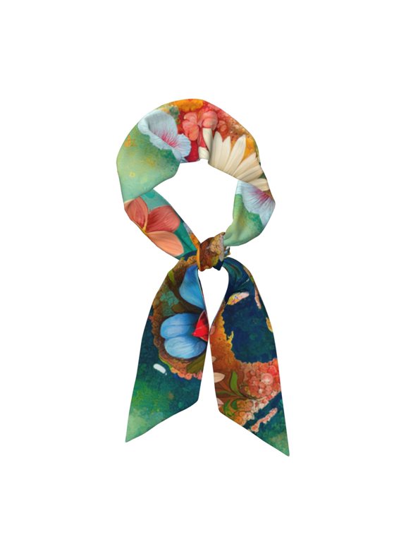 Colorful World Map Pattern Large Satin Head Scarf - Satin Hair Scarves Silk Bandana Scarf Headscarf Silk Feeling Scarf for Women