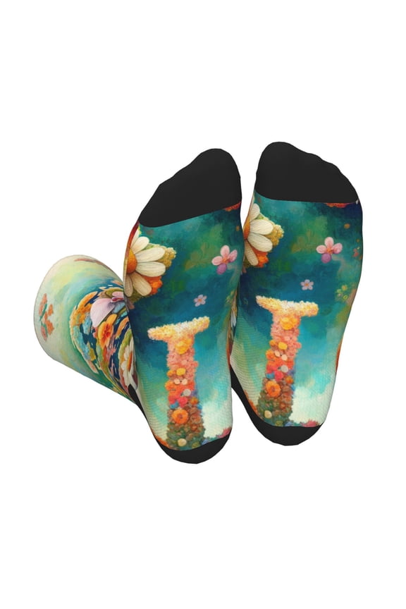 Colorful World Map Print Crew Socks for Men and Women, Men's Soft Moisture-wicking Sock