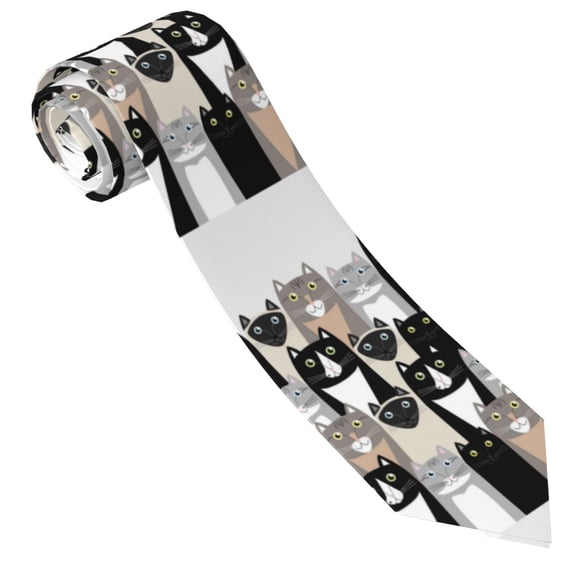 Xecao Colors Cats Print Tie For Men Necktie Woven Jacquard Neck Ties,Classic Men's Tie