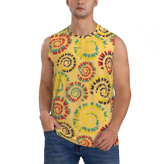 Xecao Colourful Tie Dye 1 Print Men's Tank Top: Sleek Sleeveless Tee for Casual Sports and Beach Occasions-XX-Large