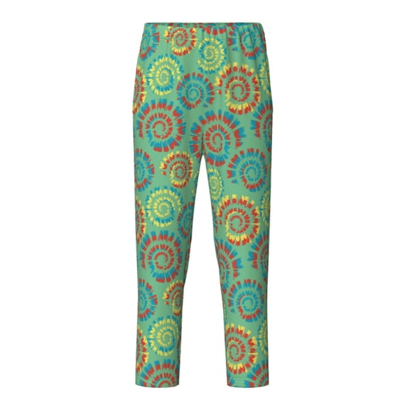 Xecao Colourful Tie Dye Print Teenagers' Pajama Pants Long Sleep Pants Soft Elastic Waist Pajama Bottoms Elastic waist with 2 Pockets 5-16 Years-Medium