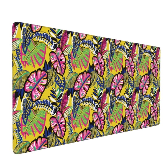 Xecao Colrful Tropical Leaves Print Large Mouse Pad, 16x35.5in Mousepad, Professional Non-Slip Rubber Base Big Mouse Pad, Mouse Pad for Gaming & Office Full Desk Mouse Pad