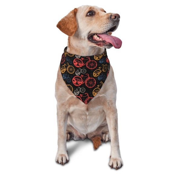 Xecao Compass And Mountains In Bicycle Wheels1 for Pet Bandana - A Stylish Triangle Accessory for Small to Large Dogs, Puppies, and Cats