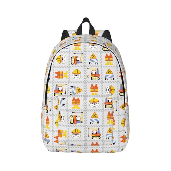 Xecao Construction Equipments Worker for Canvas College Laptop Backpack, Durable Rucksack Travel Notebook Bag School Backpack Book Bag for Men Women