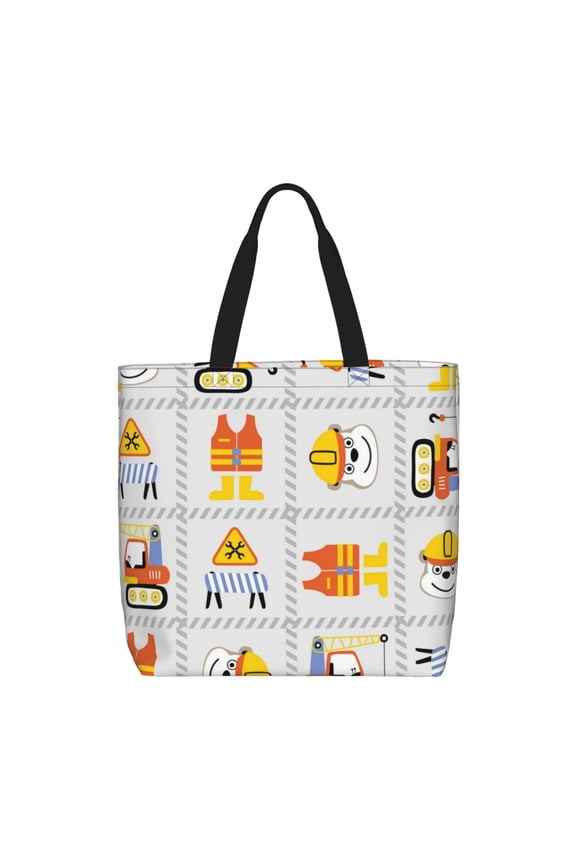 Construction Equipments Worker for Tote Bag: spacious with inner pockets, ideal for work, shopping, or travel.