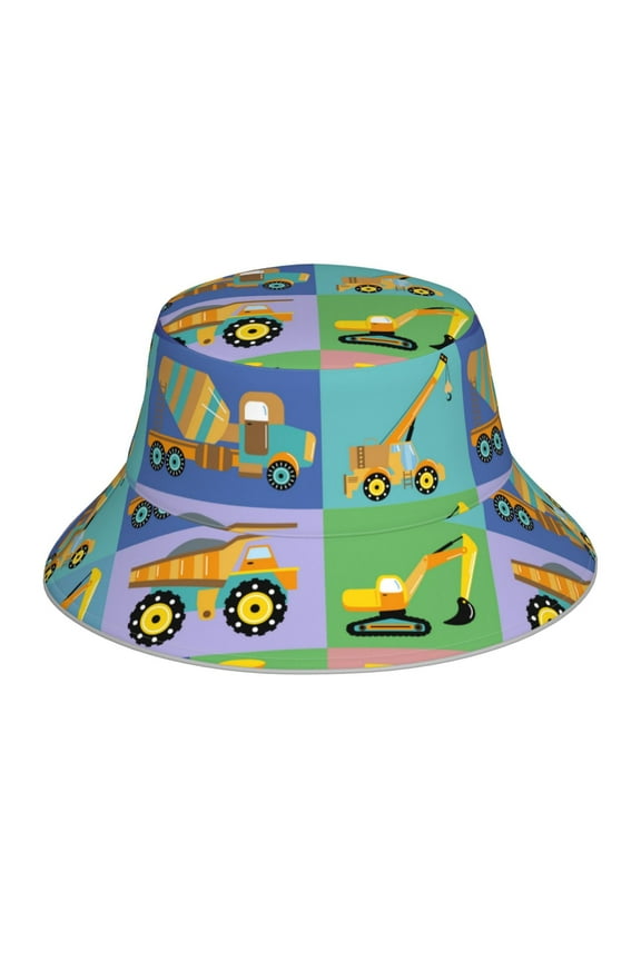Construction Machinery Print Men and Women Night Reflective Hat Runner Cap Visor Bucket Hat Boonie Cap
