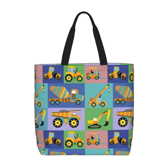 Xecao Construction Machinery for Tote Bag: spacious with inner pockets, ideal for work, shopping, or travel.