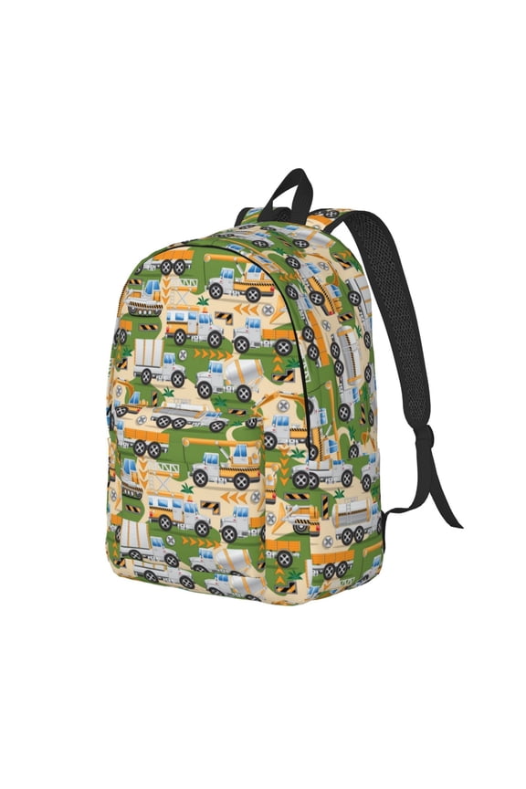 Construction Machinery1 Canvas College Laptop Backpack, a durable rucksack designed for both men and women, ideal for travel, school, and daily use-Small