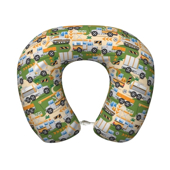 Xecao Construction Machinery1 Print Memory Foam Cervical Neck Pillow Versatile U-Shaped Pillows for Home,Office,Camping,Travelling,Soft Washable Cover