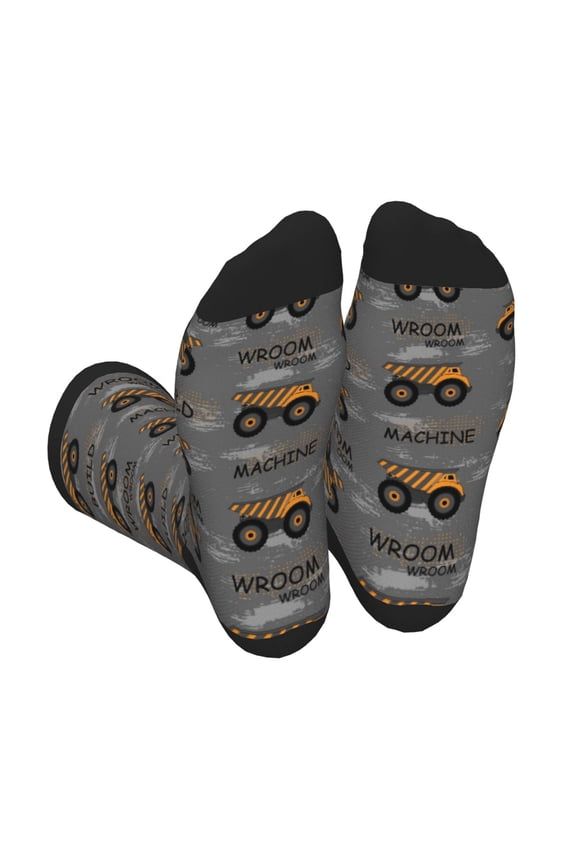 Construction Machines Print Crew Socks for Men and Women, Men's Soft Moisture-wicking Sock