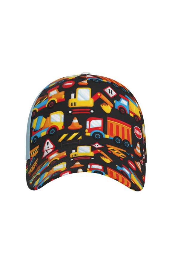Construction Truck for Baseball Cap: Unisex, crafted from classic polyester twill fabric, featuring a soft unconstructed design