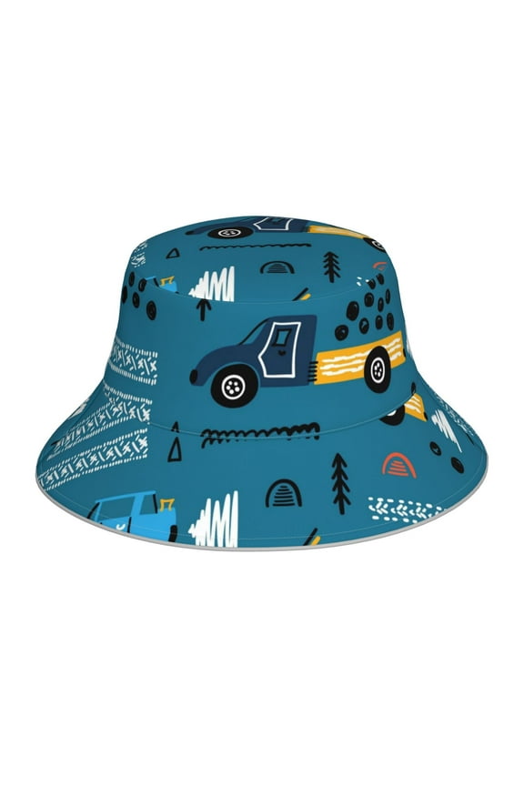 Construction Trucks Print Men and Women Night Reflective Hat Runner Cap Visor Bucket Hat Boonie Cap