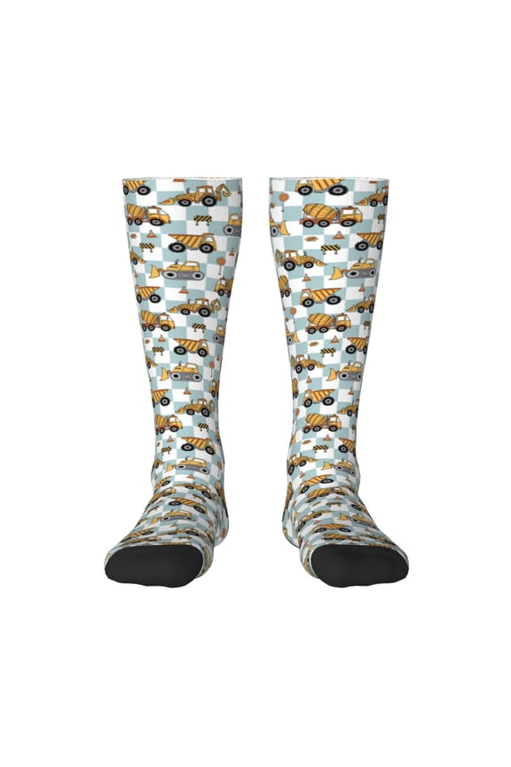 Construction Vehicle Print Compression Socks for Both Men And Women for Running, Travel, Flight, Nurse