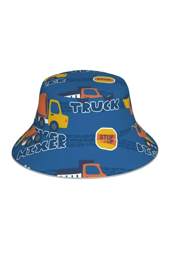 Construction Vehicles Print Men and Women Night Reflective Hat Runner Cap Visor Bucket Hat Boonie Cap