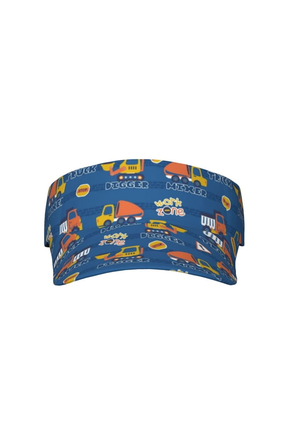 Construction Vehicles for Adult Sun Cap offers versatile sun protection with adjustable Velcro for a secure fit.