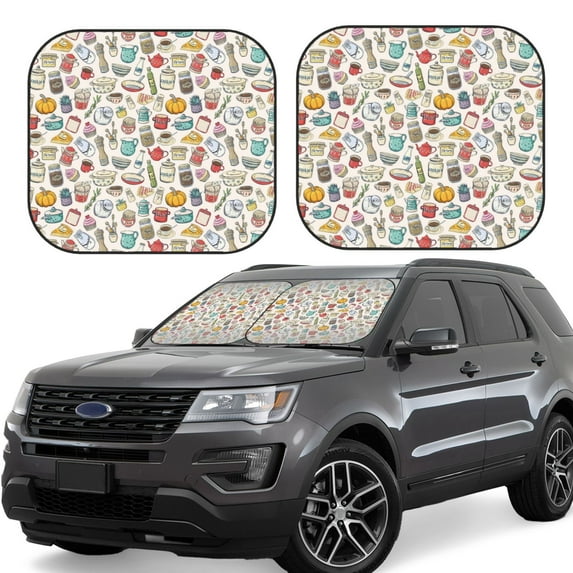 Xecao Cooking Utensils for Foldable Car Sun Shades (2-Pack) offer sun protection with an easy-fold design for convenient windshield shading.