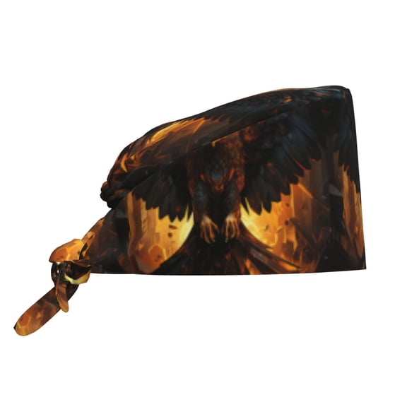 Xecao Cool Black Eagle Print Men Women Adjustable Working Cap with Button Unisex Hats Sweatband