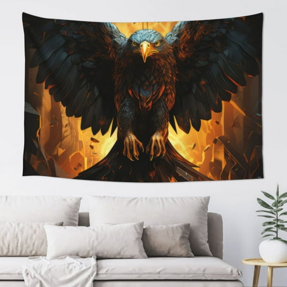 Xecao Cool Black Eagle Print Tapestry, Wall Hanging Room Funny Decor, Backdrop Room Decor for Bedroom Living Room dormitory