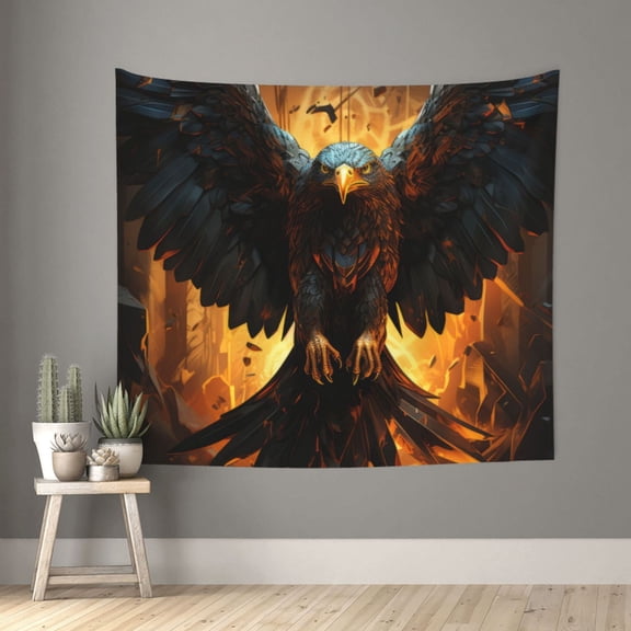 Xecao Cool Black Eagle patten Tapestry 60x51 Inches Wall Hanging Poster Tapestry for Living Room Bedroom Home Decor