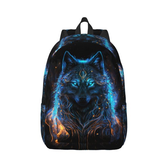 Xecao Cool Blue Light Wolf for Canvas College Laptop Backpack, Durable Rucksack Travel Notebook Bag School Backpack Book Bag for Men Women