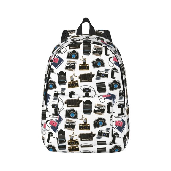 Xecao Cool Camera for Canvas College Laptop Backpack, Durable Rucksack Travel Notebook Bag School Backpack Book Bag for Men Women