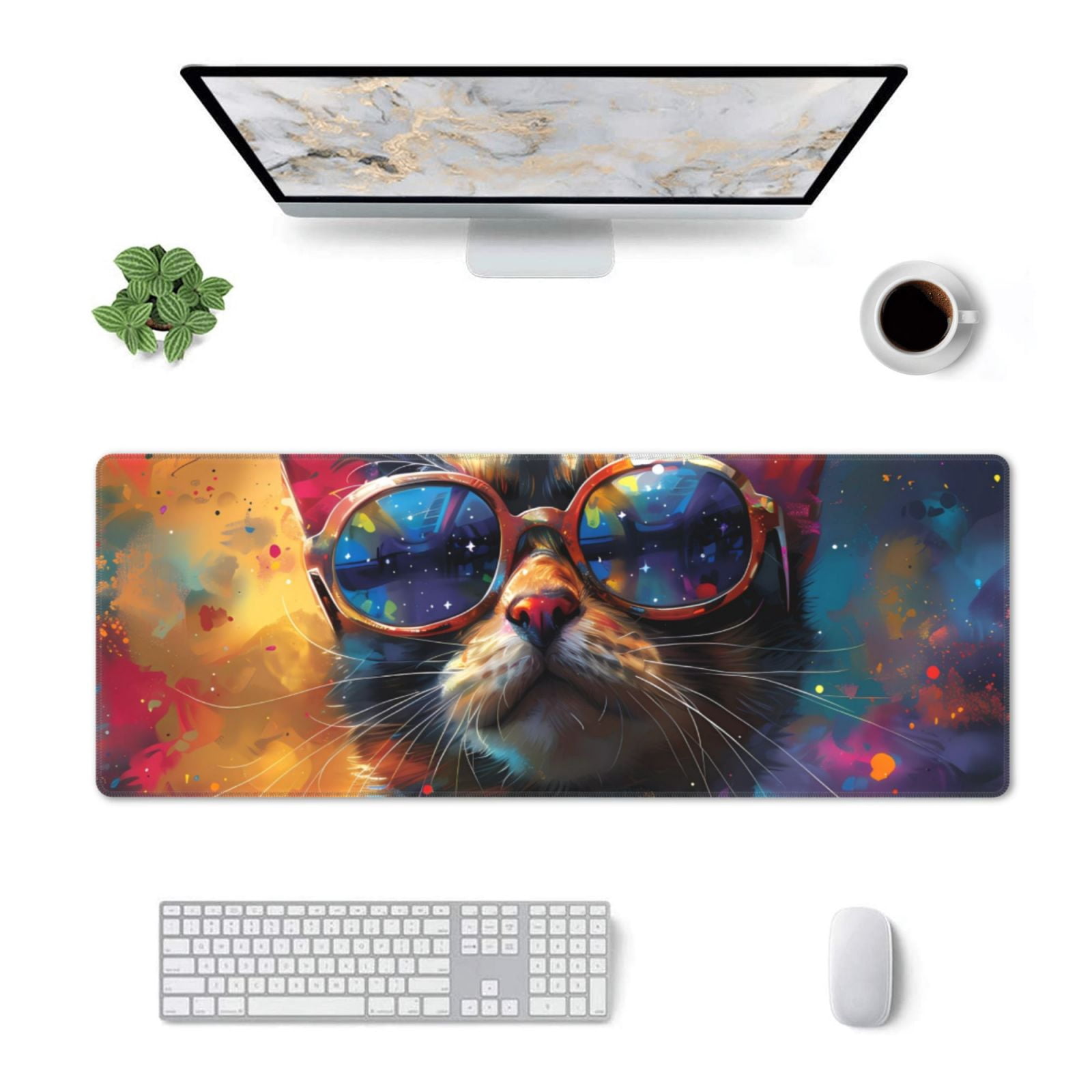 Xecao Cool Cat With Sunglasses for Mouse Pad - Waterproof Extended ...