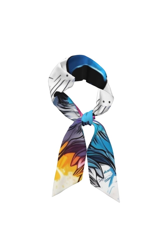 Cool Colorful Wolf Pattern Large Satin Head Scarf - Satin Hair Scarves Silk Bandana Scarf Headscarf Silk Feeling Scarf for Women