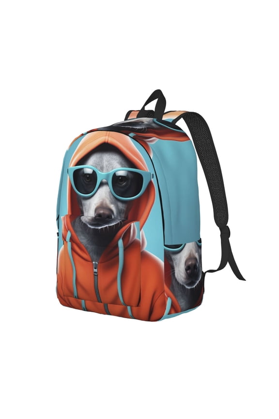Cool Dog In Hoodie for Canvas College Laptop Backpack, a Durable Rucksack for Both Men and Women, ideal for travel, school, and daily use Bag-Medium
