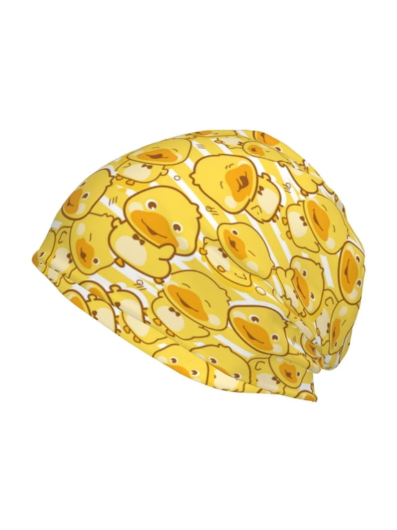 Cool Duck With Yellow Strip Print Knit Hat,Winter Beanie for Men Women, Beanie Soft Warm Ski Stocking Cuffed Cap